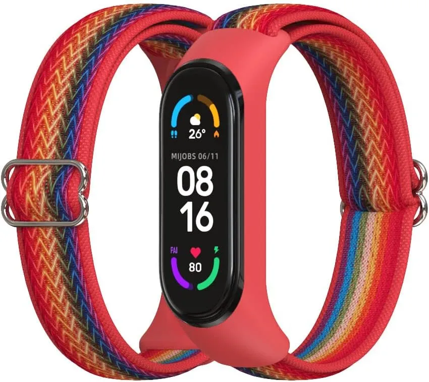 CYTSH Watch Strap Bracelet For Mi Band 6 Strap Elastic Adjustable Nylon Braided Miband 6 Miband 5 Wristband 5 6 Watchband 2 Pieces