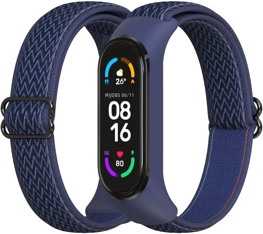 CYTSH Watch Strap Bracelet For Mi Band 6 Strap Elastic Adjustable Nylon Braided Miband 6 Miband 5 Wristband 5 6 Watchband 2 Pieces
