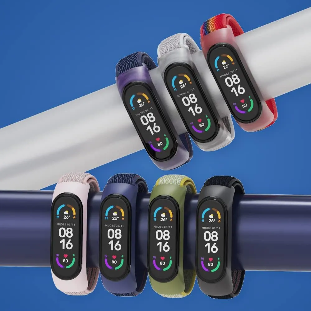 CYTSH Watch Strap Bracelet For Mi Band 6 Strap Elastic Adjustable Nylon Braided Miband 6 Miband 5 Wristband 5 6 Watchband 2 Pieces
