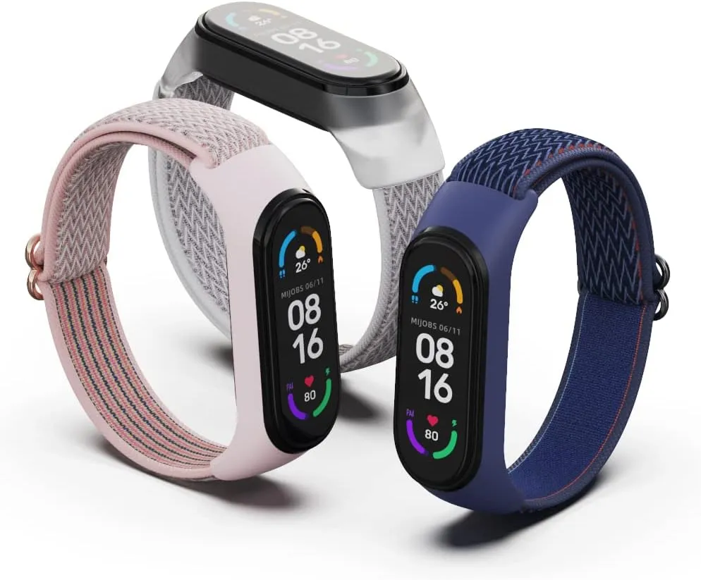 CYTSH Watch Strap Bracelet For Mi Band 6 Strap Elastic Adjustable Nylon Braided Miband 6 Miband 5 Wristband 5 6 Watchband 2 Pieces