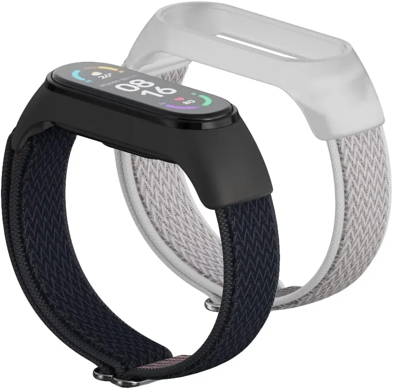 CYTSH Watch Strap Bracelet For Mi Band 6 Strap Elastic Adjustable Nylon Braided Miband 6 Miband 5 Wristband 5 6 Watchband 2 Pieces