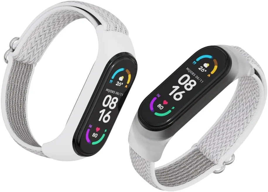 CYTSH Watch Strap Bracelet For Mi Band 6 Strap Elastic Adjustable Nylon Braided Miband 6 Miband 5 Wristband 5 6 Watchband 2 Pieces