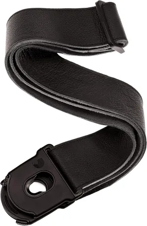 D'Addario Accessories Locking Leather Guitar Strap - Guitar Accessories - Electric Guitar Strap, Acoustic Guitar Strap, Acoustic Electric Guitar Strap & Bass Guitar Strap - Black