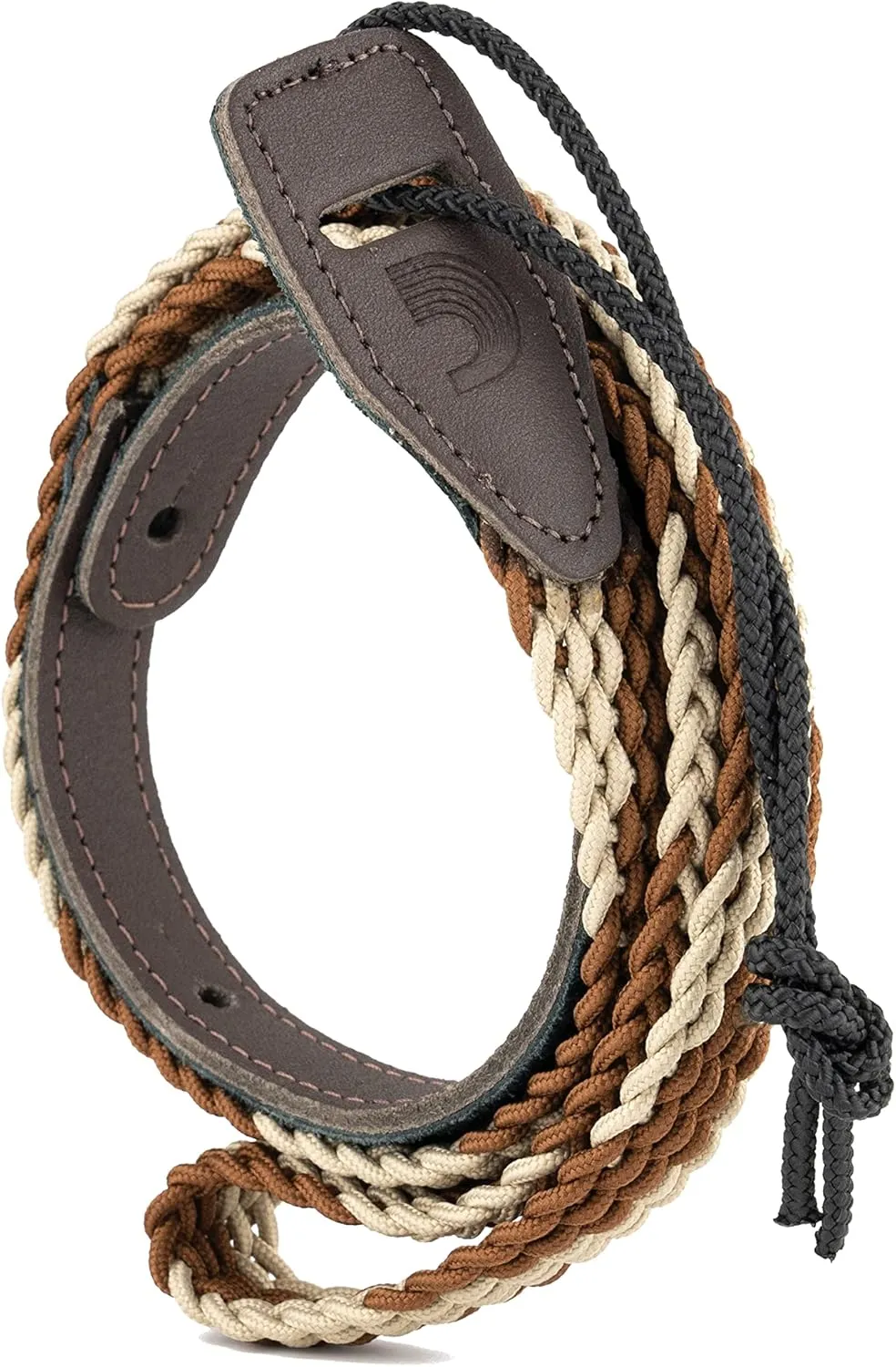 D'Addario Accessories Mandolin Strap - Mandolin Accessories - Braided Mandolin Strap - Brown/Cream