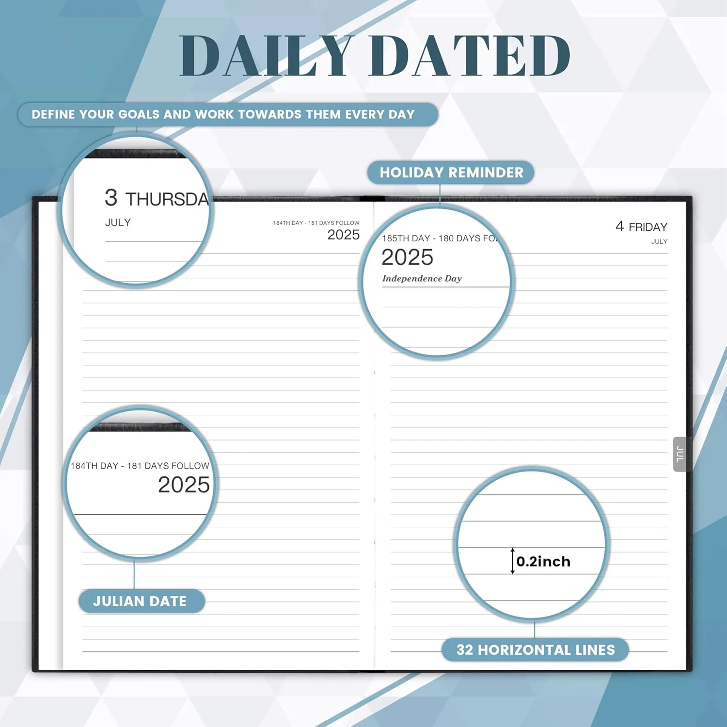 Daily Planner 2025-2026 - Daily Planner 2025-2026 One Page Per Day, Full Page Per Day, Jul 2025 - Jun 2026, 5.8" x 8.4", Agenda for 365 Days