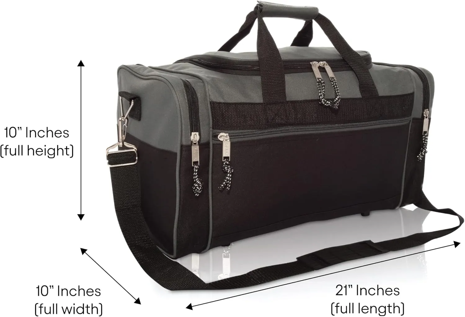 DALIX 21" Blank Sports Duffle Bag Gym Bag Travel Duffel with Adjustable Strap in Gray