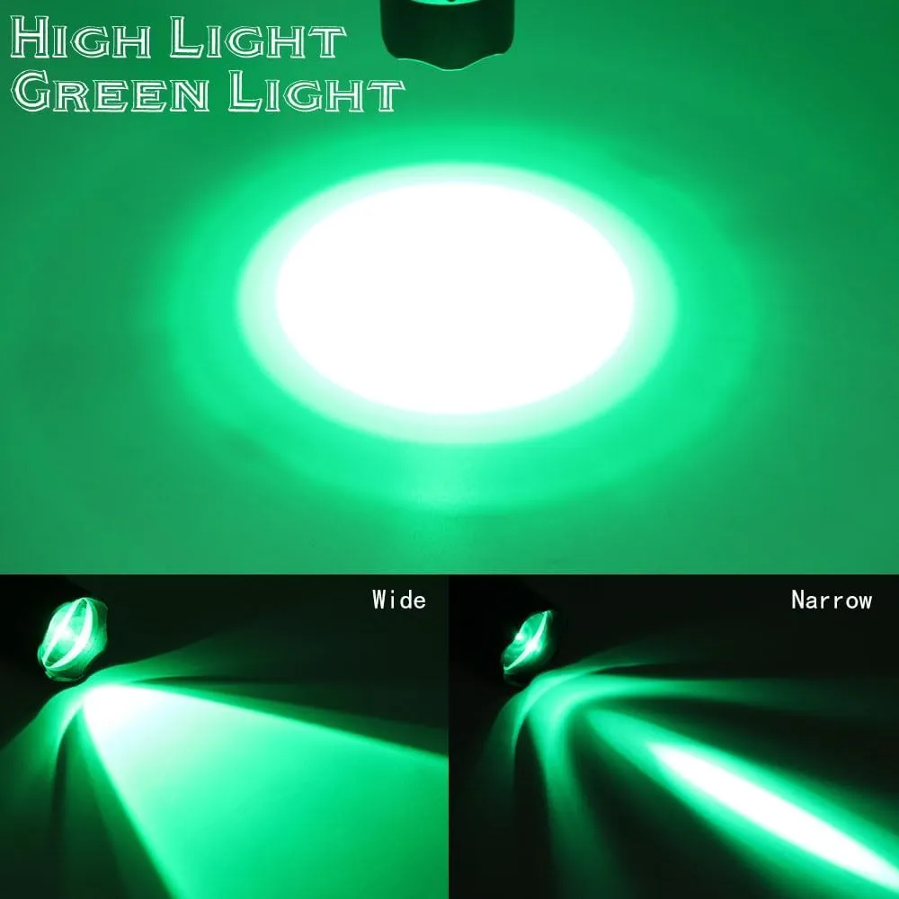 DARKBEAM Green Light Flashlight Tactical LED Rechargeable, Zoomable Portable Handheld Green-Light for Fishing Hunting Detector Astrophotography