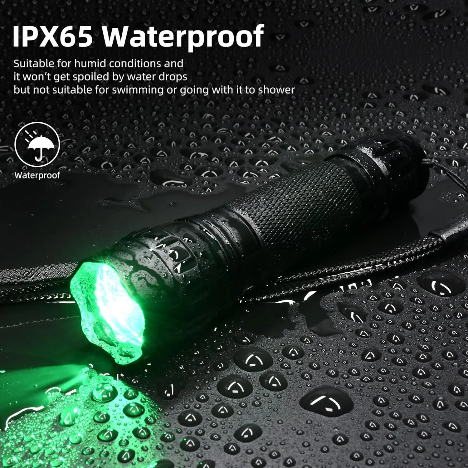 DARKBEAM Green Light Flashlight Tactical LED Rechargeable, Zoomable Portable Handheld Green-Light for Fishing Hunting Detector Astrophotography