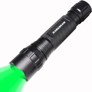 DARKBEAM Green Light Flashlight Tactical LED Rechargeable, Zoomable Portable Handheld Green-Light for Fishing Hunting Detector Astrophotography