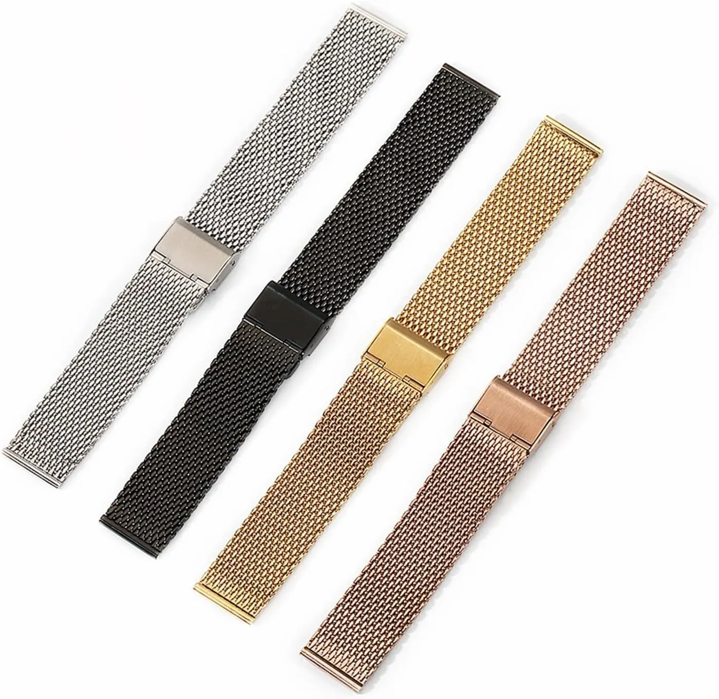 DASEB Steel Stainless Steel Strap 18mm 20mm 22mm 24mm 1.0 Thick Wire Mesh Strap Adjustable Length Watch Accessories Watchbands