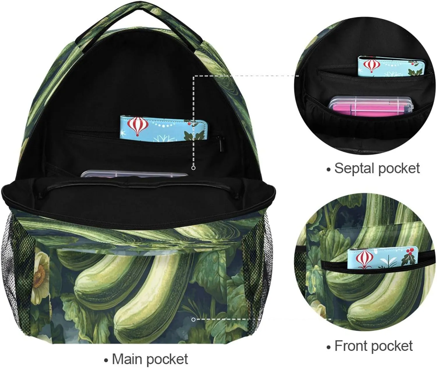 Day Backpack for Teacher Nurse Fashion Outdoor Backpack with Chest Strap for Travel Trip Zucchini Genesis Style