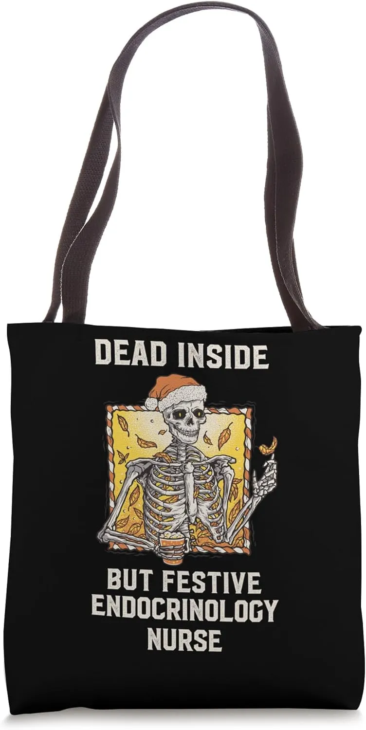 Dead Inside Festive Endocrinology Nurse Christmas Tote Bag