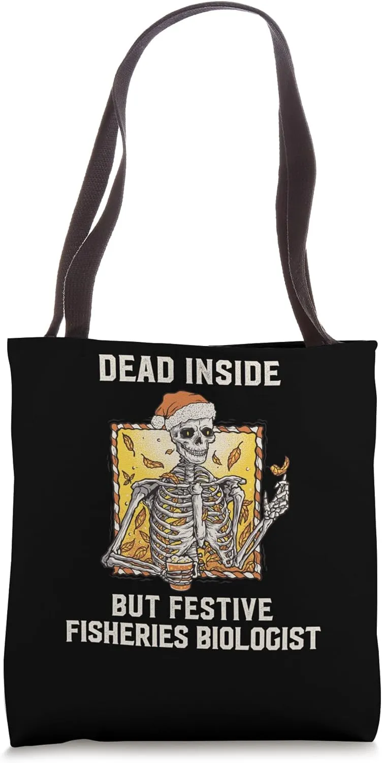 Dead Inside Festive Fisheries Biologist Christmas Tote Bag