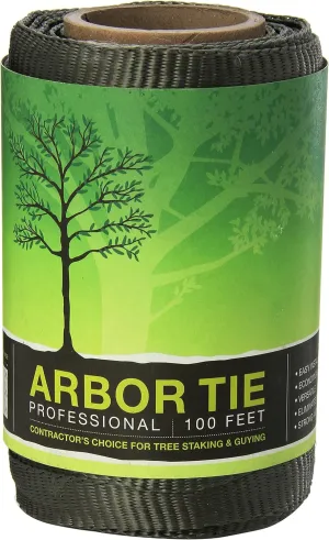 DeepRoot ArborTie Tree Straps for Staking and Guying, Flexible Tree Support Straps, Versatile Tree Rope, Tree Ties For Street Trees, Orchards, and Landscape Trees, 100’ Roll, Olive (AT 1G)