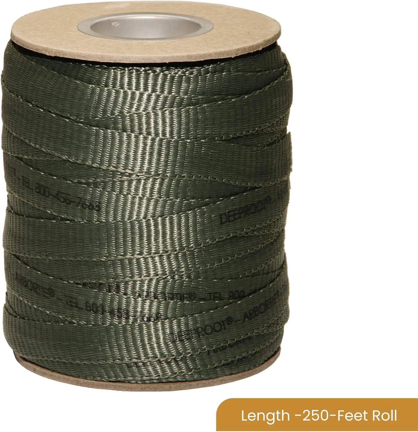 DeepRoot ArborTie Tree Straps for Staking and Guying, Flexible Tree Support Straps, Versatile Tree Rope, Tree Ties For Street Trees, Orchards, and Landscape Trees, 250’ Roll, Olive (AT 2G)