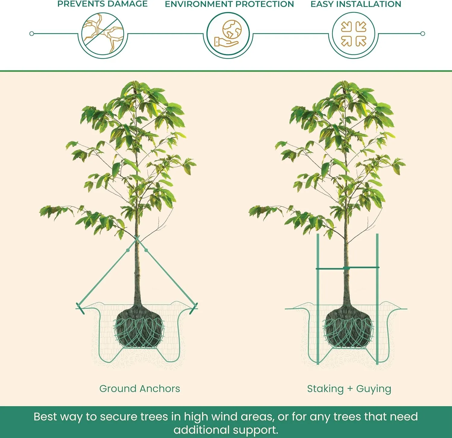 DeepRoot ArborTie Tree Straps for Staking and Guying, Flexible Tree Support Straps, Versatile Tree Rope, Tree Ties For Street Trees, Orchards, and Landscape Trees, 250’ Roll, Olive (AT 2G)