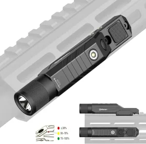 DEFENTAC 1750lm Zoomable Tactical Flashlight with Momentary Strobe for Rifle, Weapon Light with Built-in Pressure Switch Compatible with M-Lok/Picatinny, Magnetic Rechargeable
