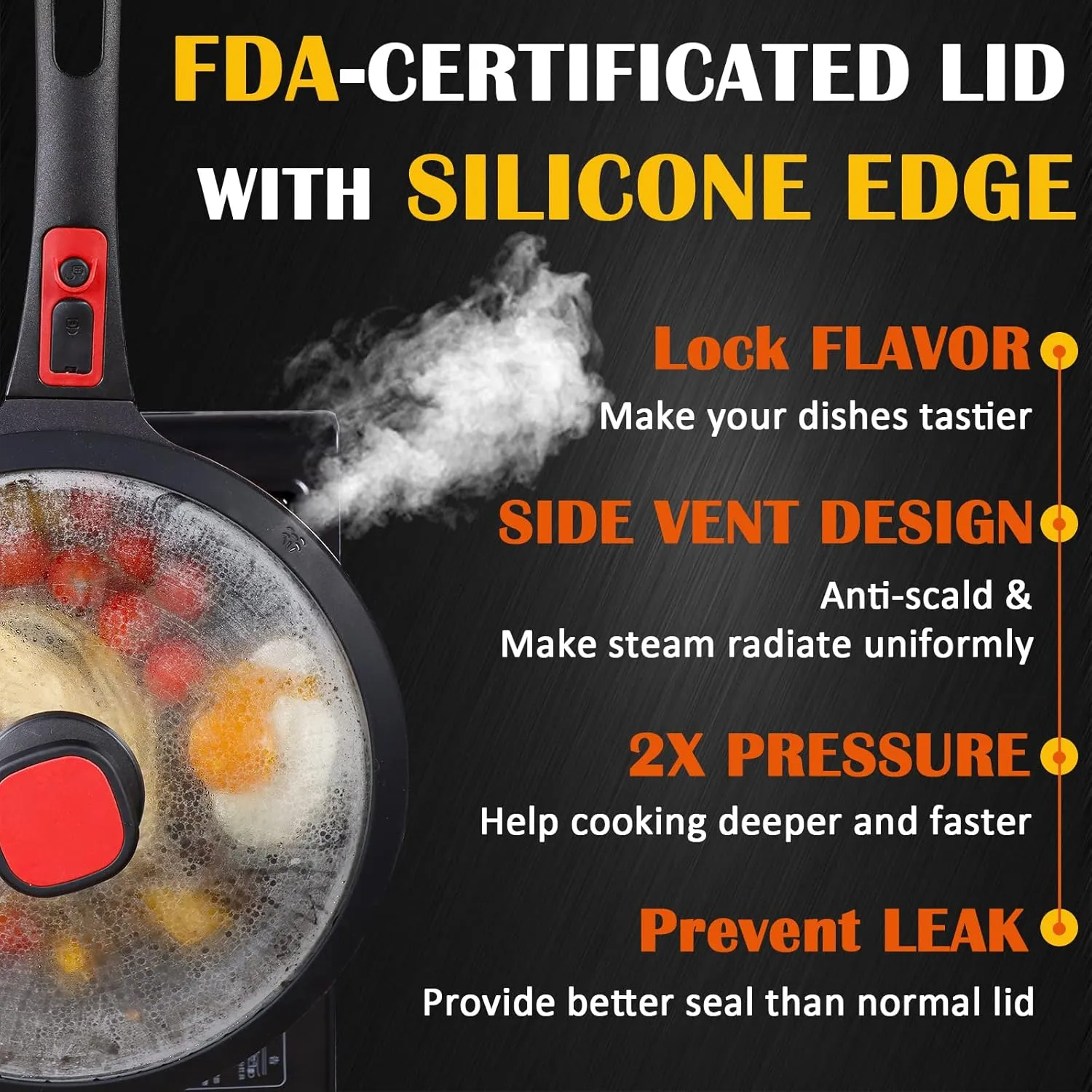 DIIG Nonstick Frying Pan Skillet with Silicone Lid, 10 Inch Saute Pan Omelet Sauce Red Cookware, Oven Safe Chef Pans for Cooking with Detachable Handle, Induction Gas All Stoves Compatible