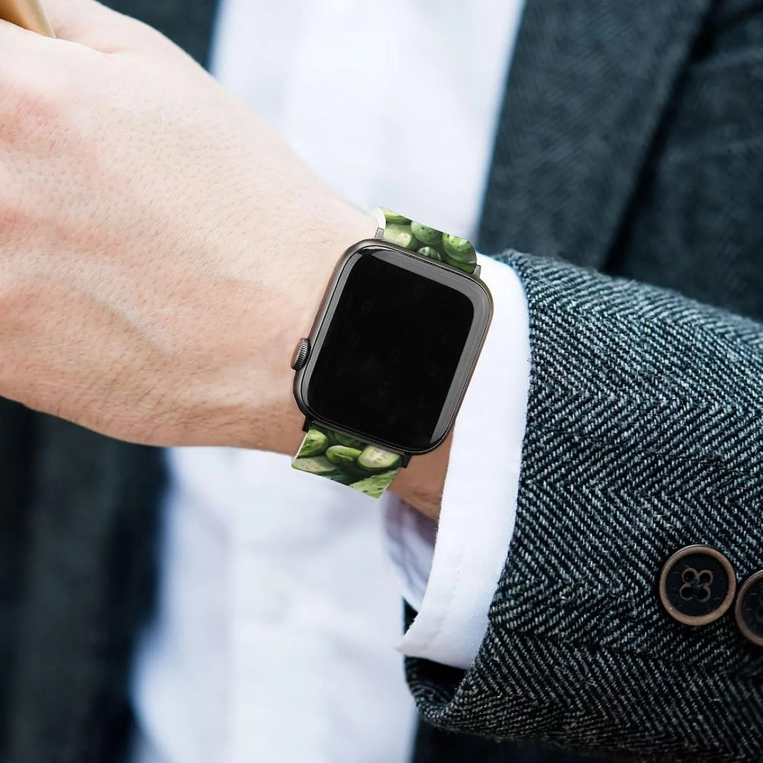 Dill Pickles Adjustable Silicone Watchband Compatible with IWatch Classic Soft Sports Watch Strap for Men Women