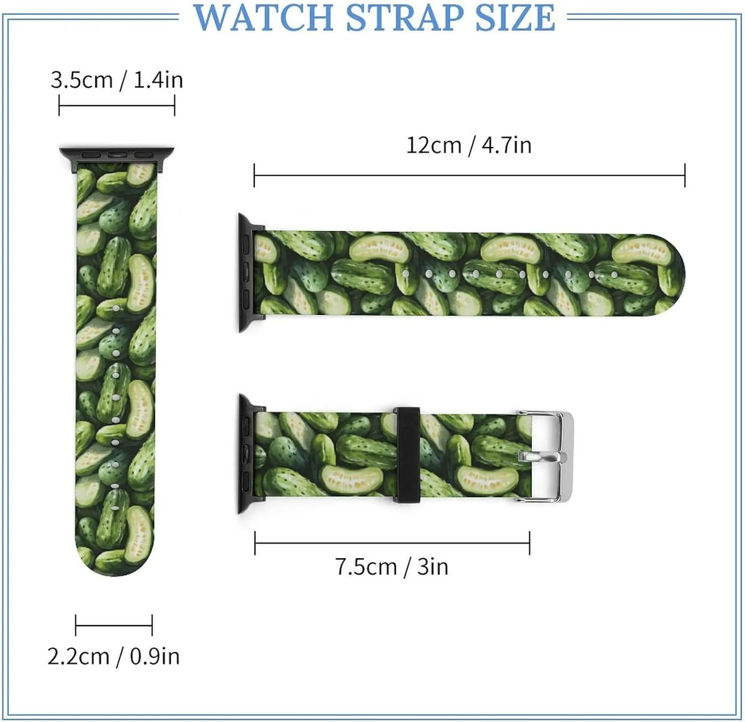 Dill Pickles Adjustable Silicone Watchband Compatible with IWatch Classic Soft Sports Watch Strap for Men Women