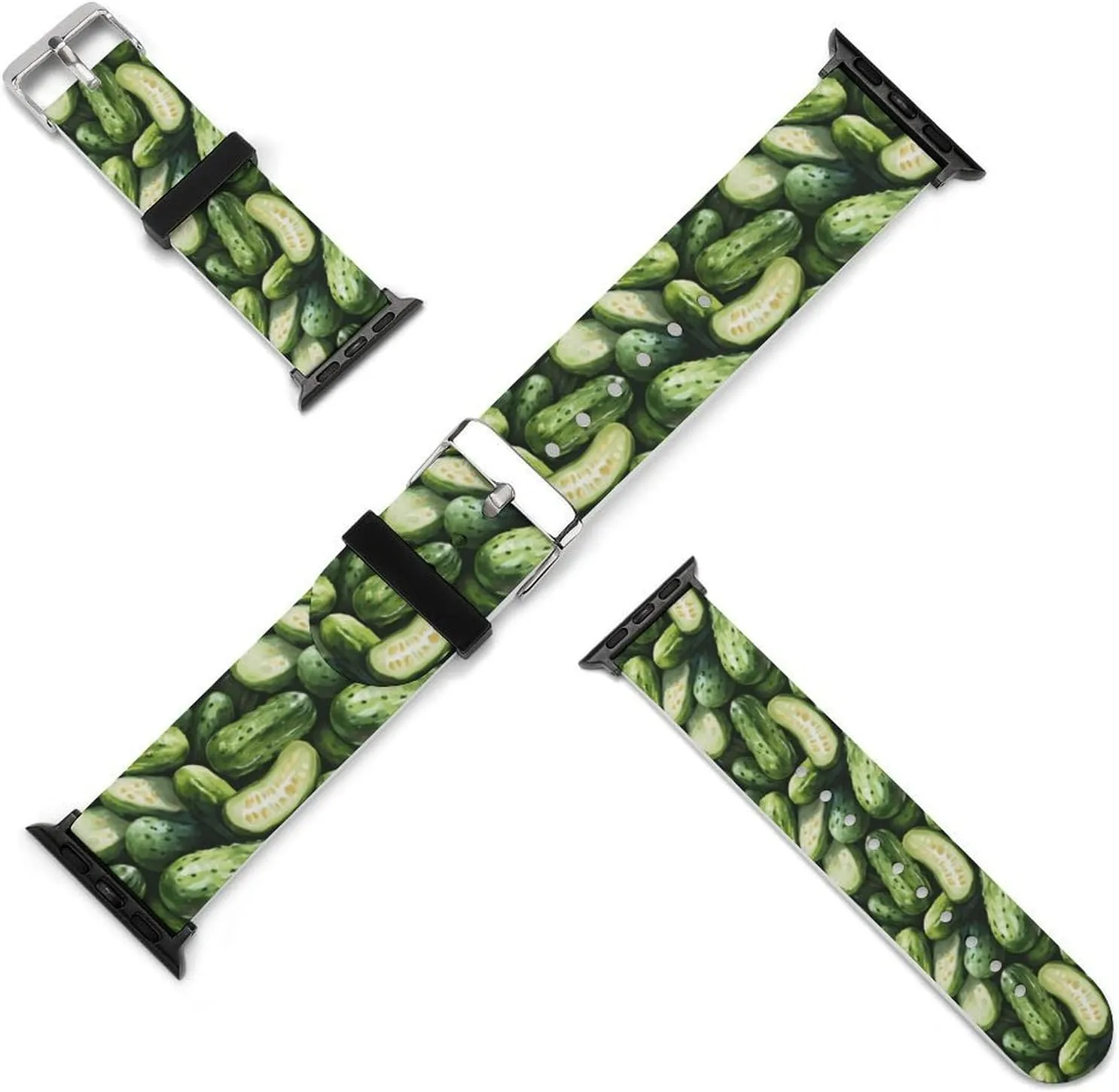 Dill Pickles Adjustable Silicone Watchband Compatible with IWatch Classic Soft Sports Watch Strap for Men Women
