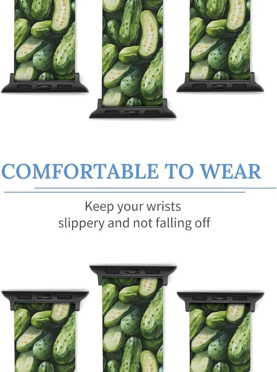 Dill Pickles Adjustable Silicone Watchband Compatible with IWatch Classic Soft Sports Watch Strap for Men Women