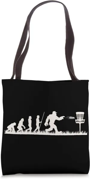 Disc Golf Evolution Funny Frisbee Golfer Player Disc Golfing Tote Bag