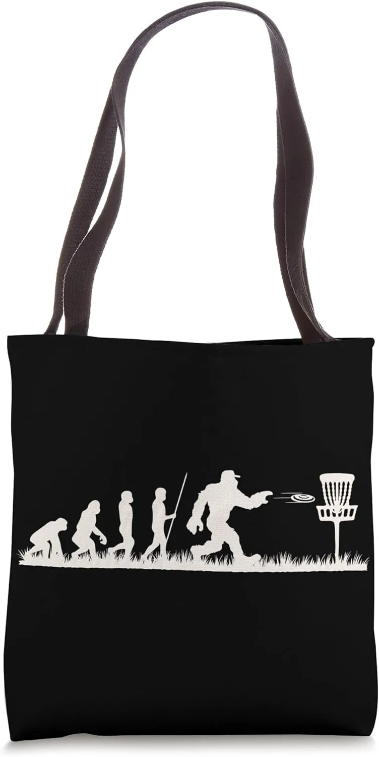 Disc Golf Evolution Funny Frisbee Golfer Player Disc Golfing Tote Bag