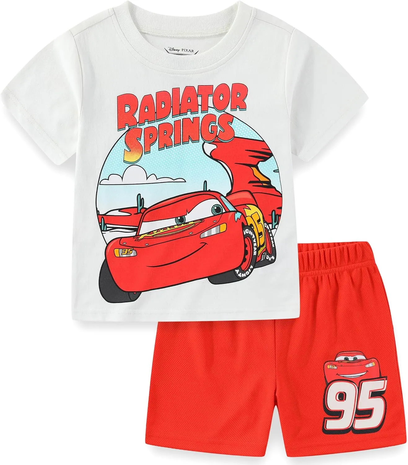Disney Cars Lightning McQueen Boys 2 Piece Short Sleeve T-Shirt and Shorts Set for Toddlers