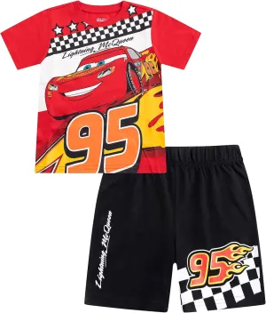 Disney Cars Lightning McQueen Boys Short Sleeve T-Shirt and Shorts 2 Piece Set for Toddlers to Big Kids