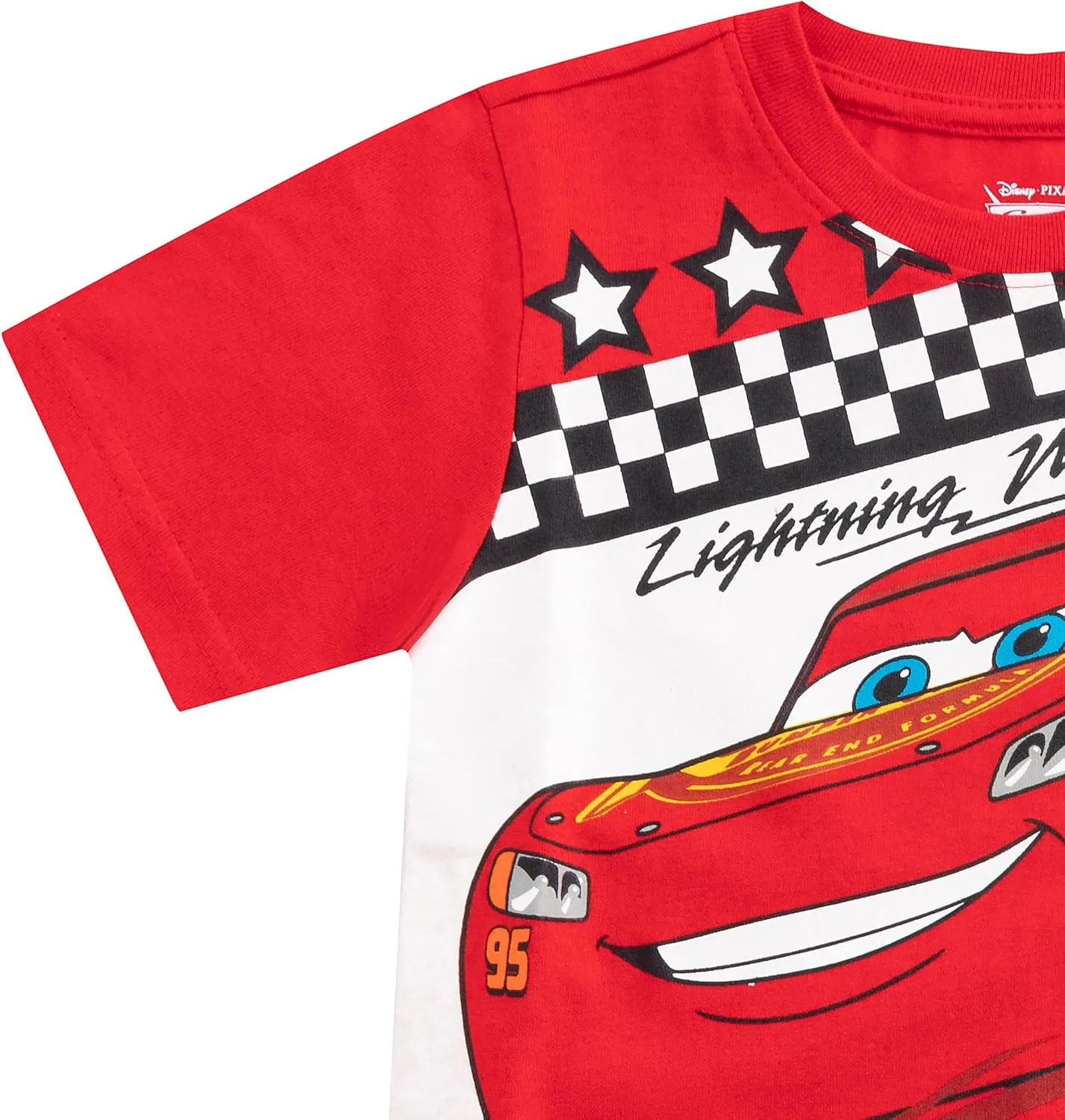 Disney Cars Lightning McQueen Boys Short Sleeve T-Shirt and Shorts 2 Piece Set for Toddlers to Big Kids
