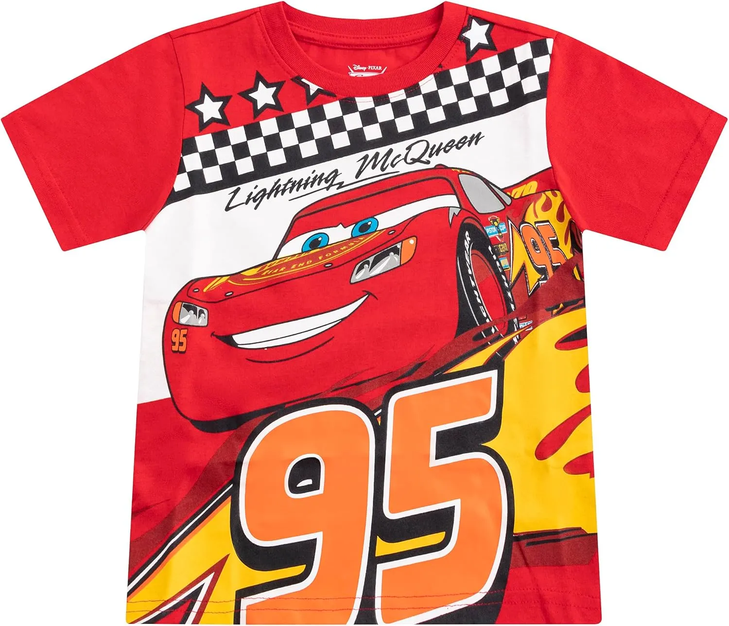 Disney Cars Lightning McQueen Boys Short Sleeve T-Shirt and Shorts 2 Piece Set for Toddlers to Big Kids