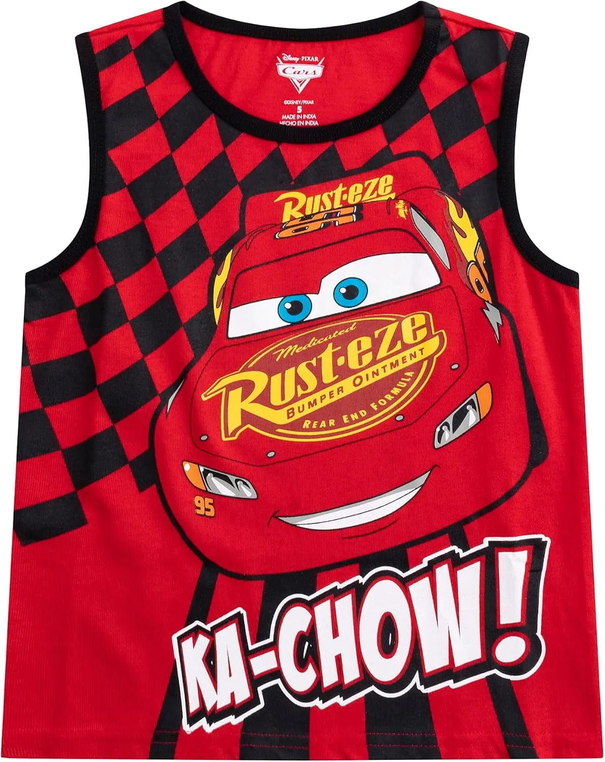 Disney Cars Lightning McQueen Boys Short Sleeve T-Shirt, Tank Top and Shorts 3 Piece Set for Toddlers to Big Kids