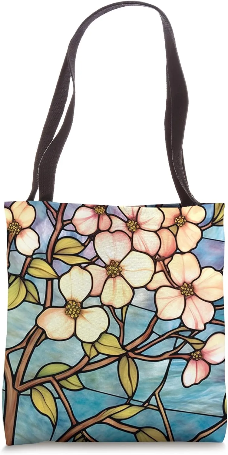 Dogwood Tree Nature Stained Glass Tote Bag