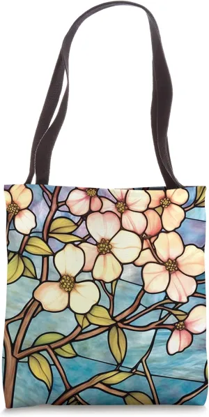 Dogwood Tree Nature Stained Glass Tote Bag