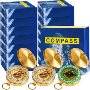 Dunzy 24 Pcs Kids Camping Survival Compass Glow in The Dark Metal Pocket Compass for Kids Hiking Military Navigation Tool for Hiking Hunting Climbing Camping Party Favor Supplies