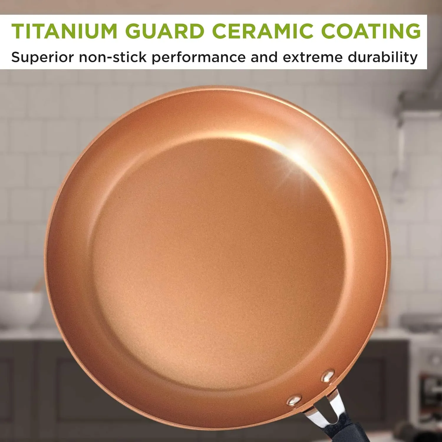 Ecolution Titanium Ceramic Easy Clean Endure Nonstick Silicone Stay Cool Handle, 8-Inch Fry Pan, Copper
