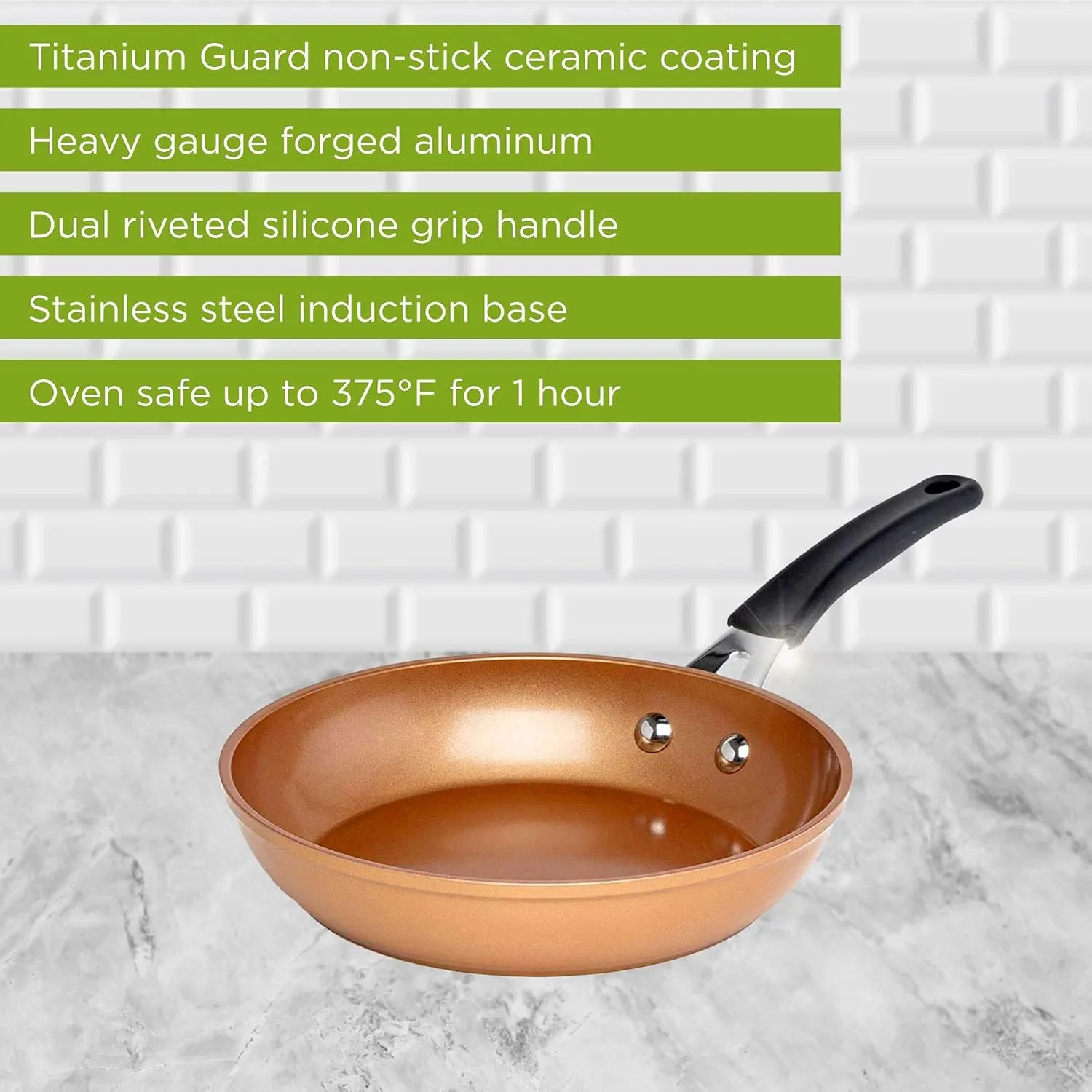 Ecolution Titanium Ceramic Easy Clean Endure Nonstick Silicone Stay Cool Handle, 8-Inch Fry Pan, Copper