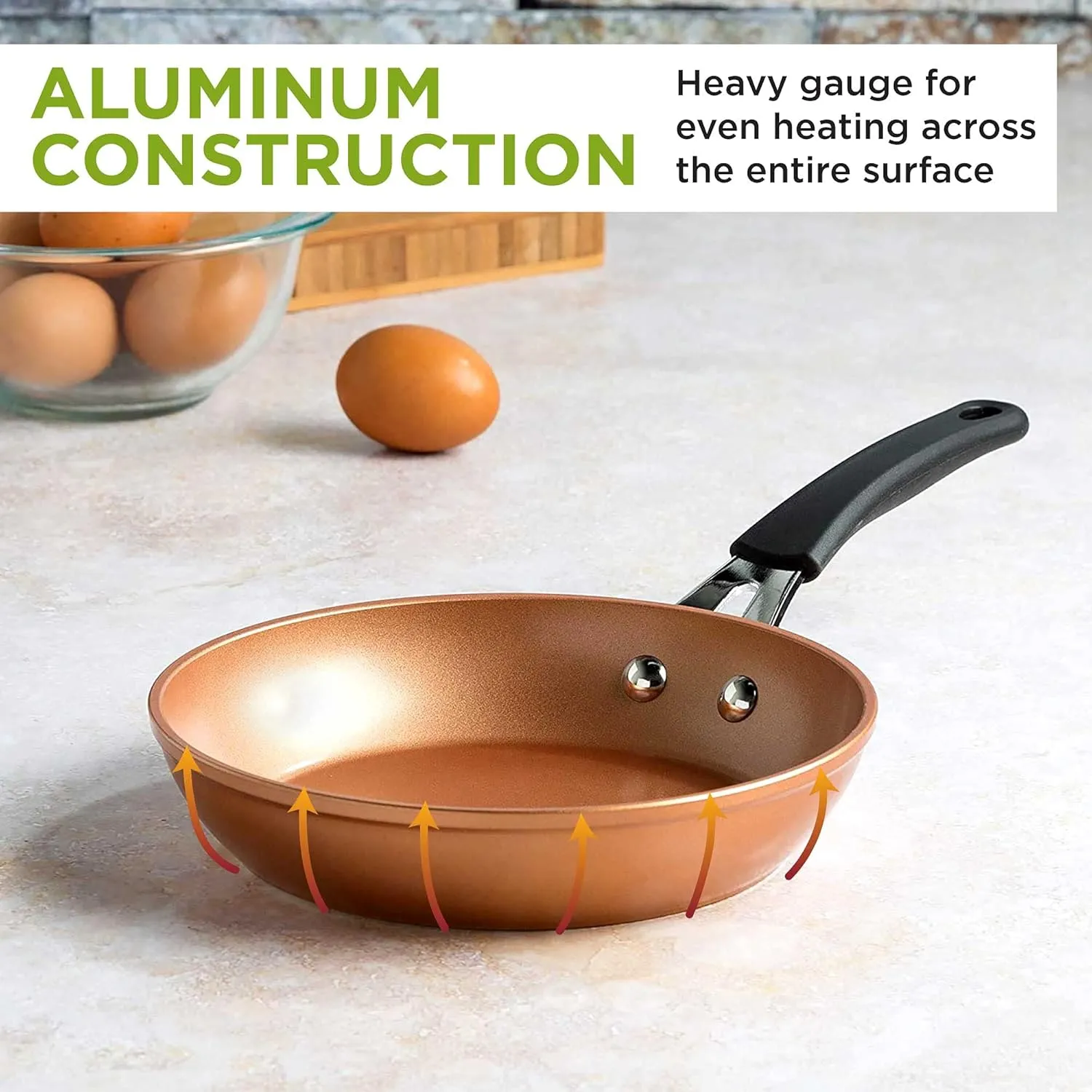 Ecolution Titanium Ceramic Easy Clean Endure Nonstick Silicone Stay Cool Handle, 8-Inch Fry Pan, Copper