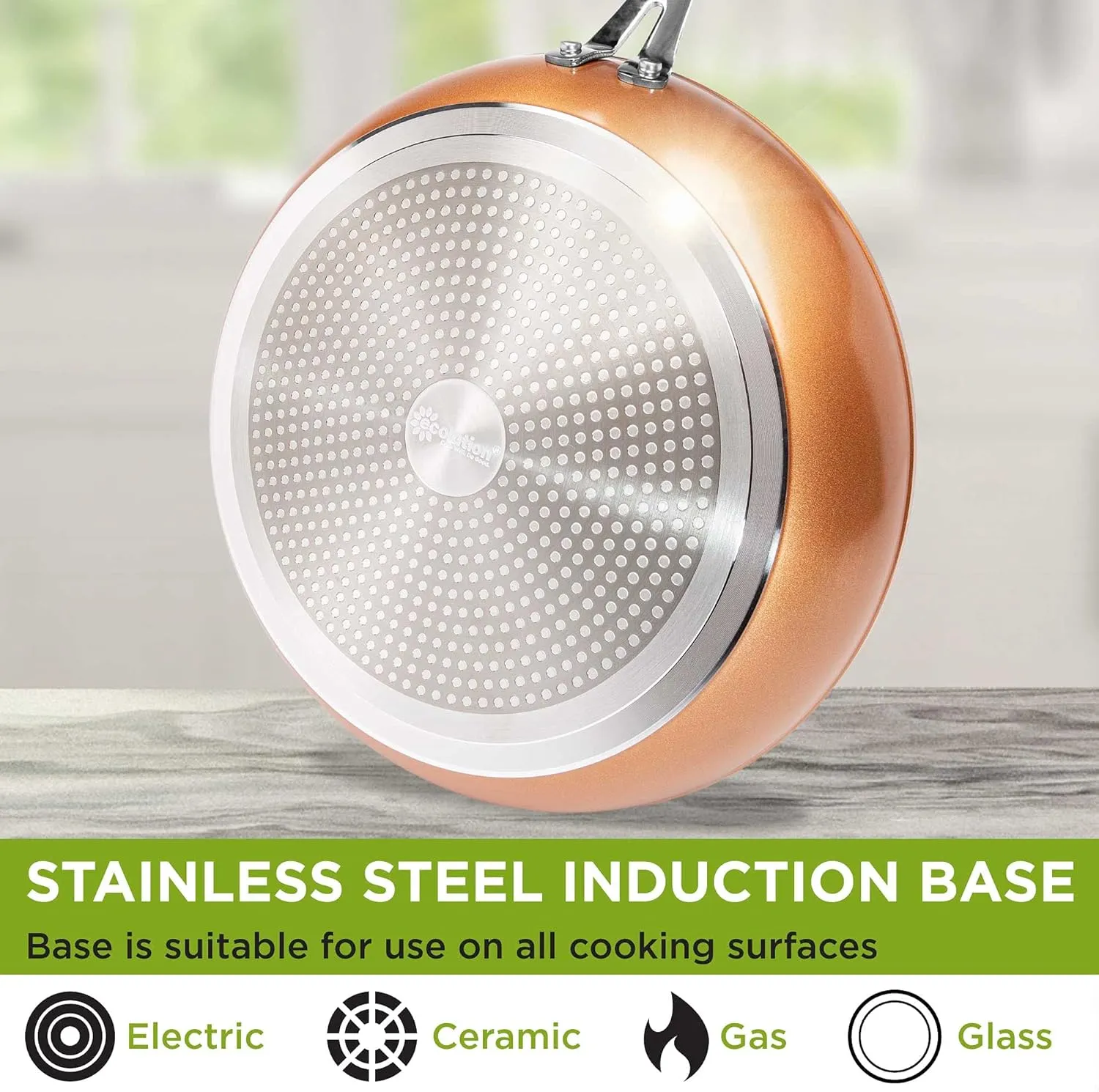 Ecolution Titanium Ceramic Easy Clean Endure Nonstick Silicone Stay Cool Handle, 8-Inch Fry Pan, Copper