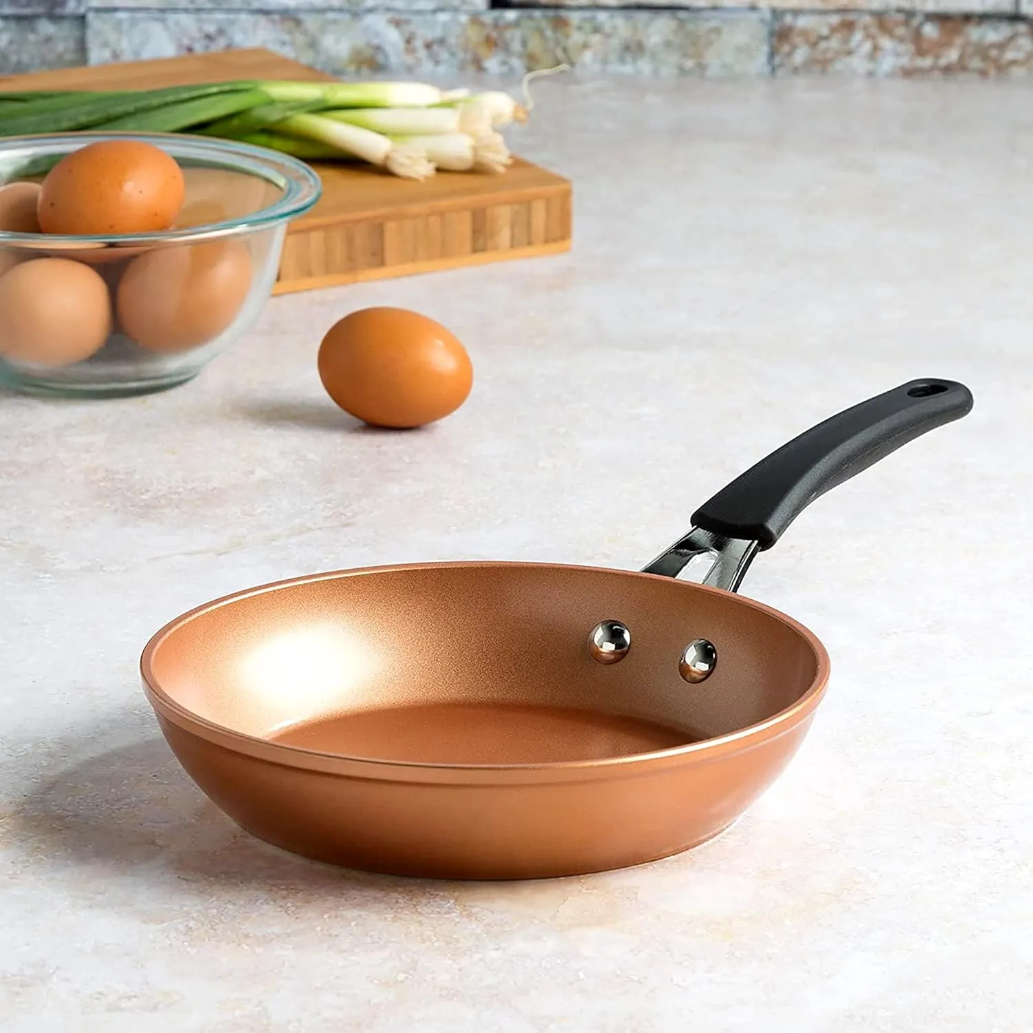Ecolution Titanium Ceramic Easy Clean Endure Nonstick Silicone Stay Cool Handle, 8-Inch Fry Pan, Copper