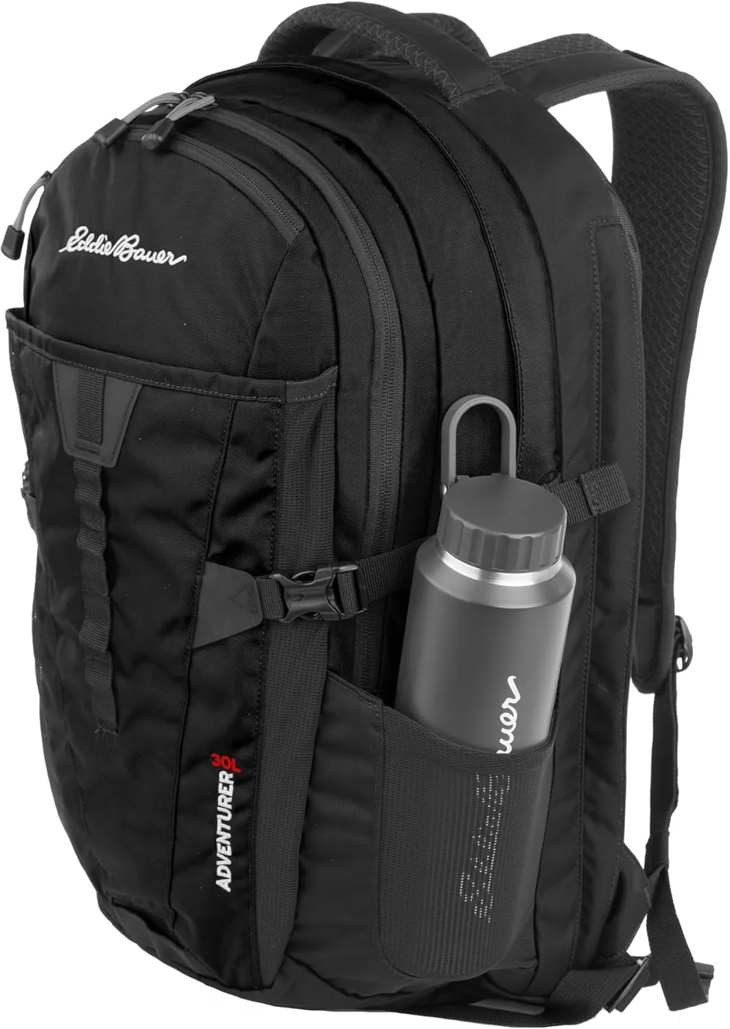 Eddie Bauer Backpack with Organization Compartments and Hydration/Laptop Compatible Sleeve, Adventurer-Black, 30L