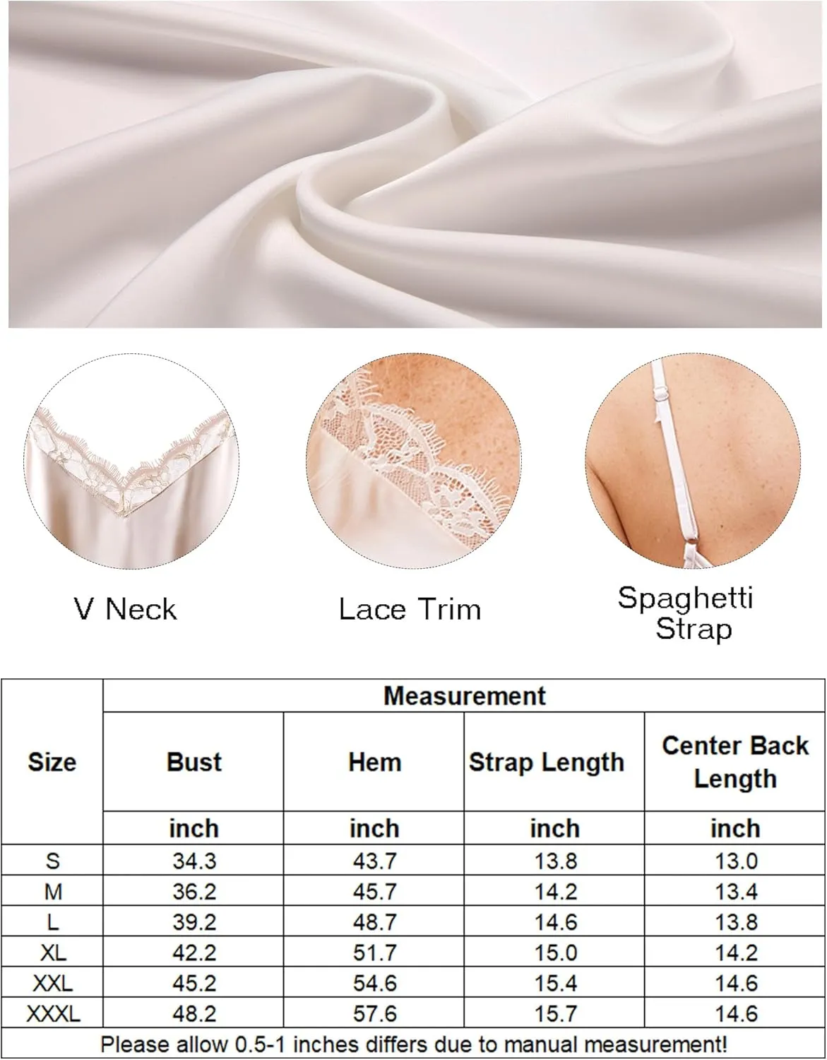 Ekouaer Women's 2 PCS Cami Top Satin Tank Top Adjustable Spaghetti Strap Camisole