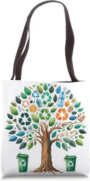 Environmental Tree Design with Sustainability Elements Tote Bag
