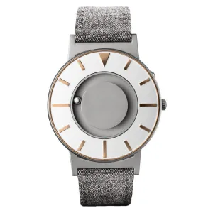 Eone Unisex Bradley Compass Gold Stainless Steel Case and Fabric Leather Two-tone Dial Grey Watch - BR-COM-GOLD