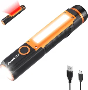 EverBrite Rechargeable LED Emergency Flashlight, 500 Lumens Pocket Flashlight, USB-C Cable, 7 Modes Handheld Flashlights with COB Sidelight, Magnetic Base, Pocket Clip, Light for Camping, Emergency