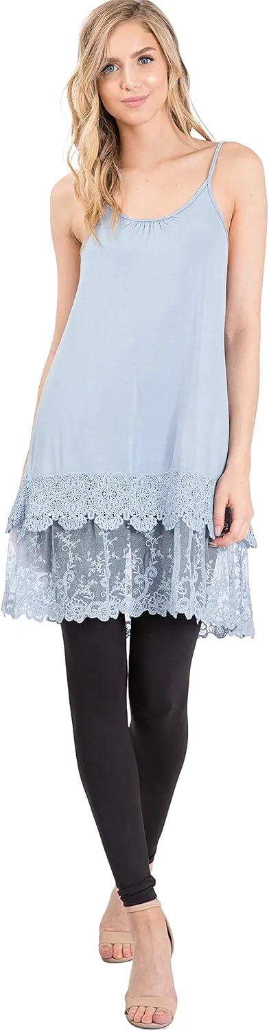 FASHIONOMICS Womens LACE TRIM SOLID SLIP EXTENDER WITH ADJUSTABLE STRAP