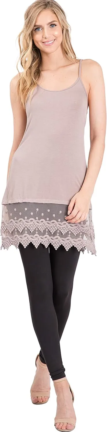 FASHIONOMICS Womens LACE TRIM SOLID SLIP EXTENDER WITH ADJUSTABLE STRAP
