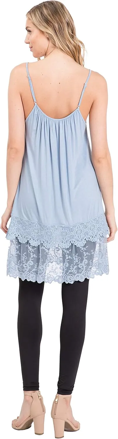 FASHIONOMICS Womens LACE TRIM SOLID SLIP EXTENDER WITH ADJUSTABLE STRAP