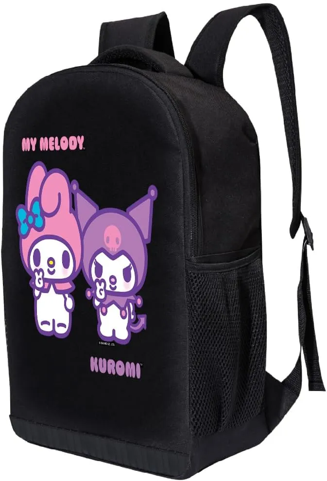 Fast Forward Sanrio Hello Kitty My Melody Kuromi Backpack Shoulder Bag for Girls, Boys, Toddlers - Cute 18" Inch Hello Kitty and Friends My Melody Kuromi Kids Backpack for School (Peace)
